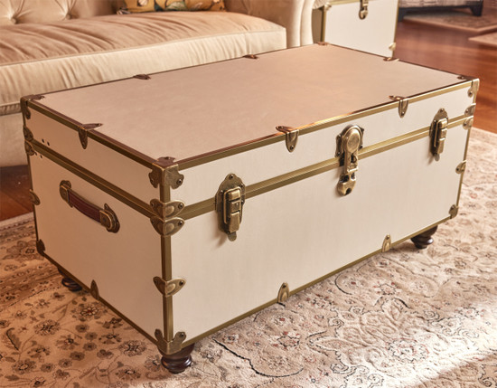 Rhino Alabaster Luxury Faux Leather Coffee Table Trunk Front