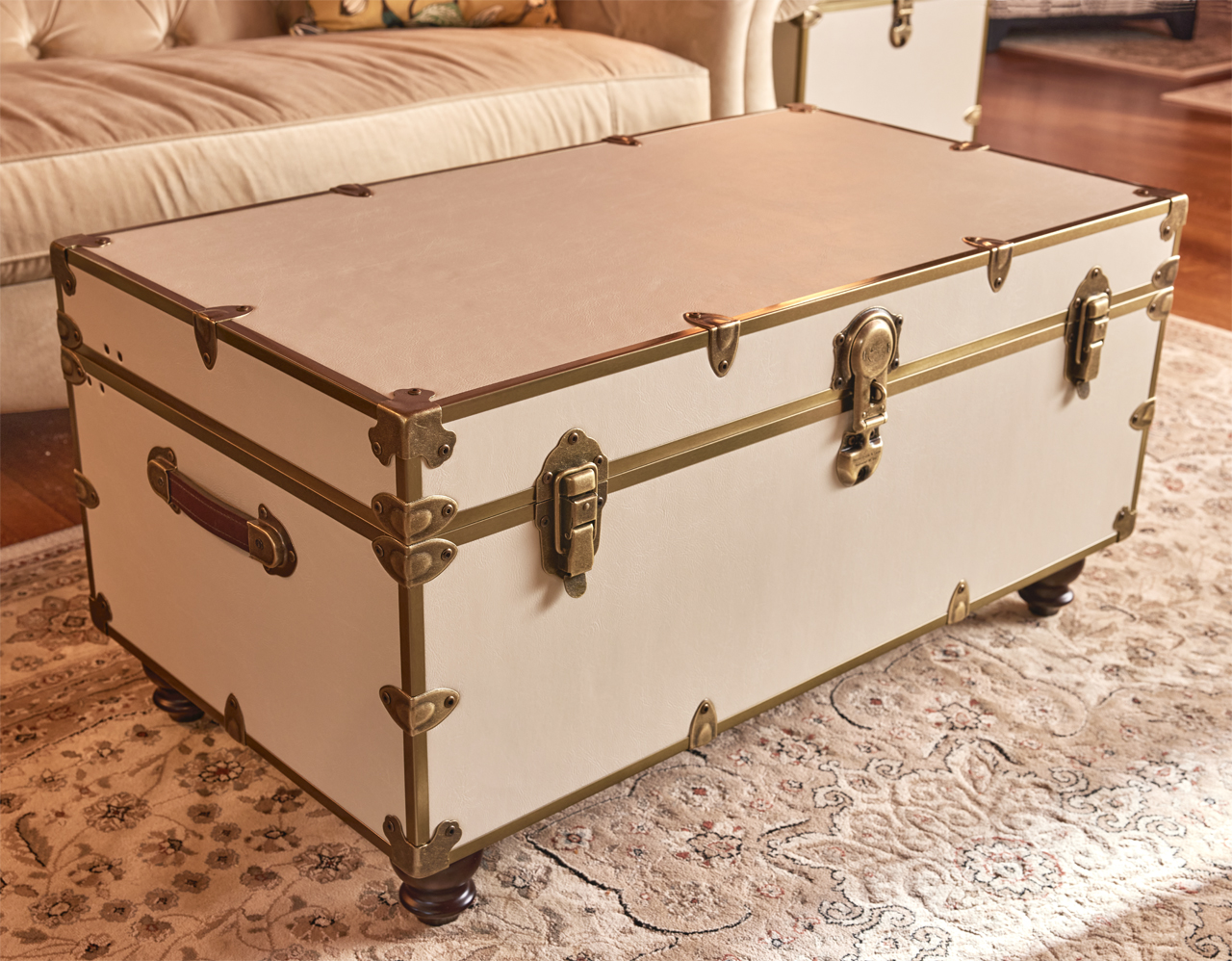 Leather Steamer Trunk Coffee Table