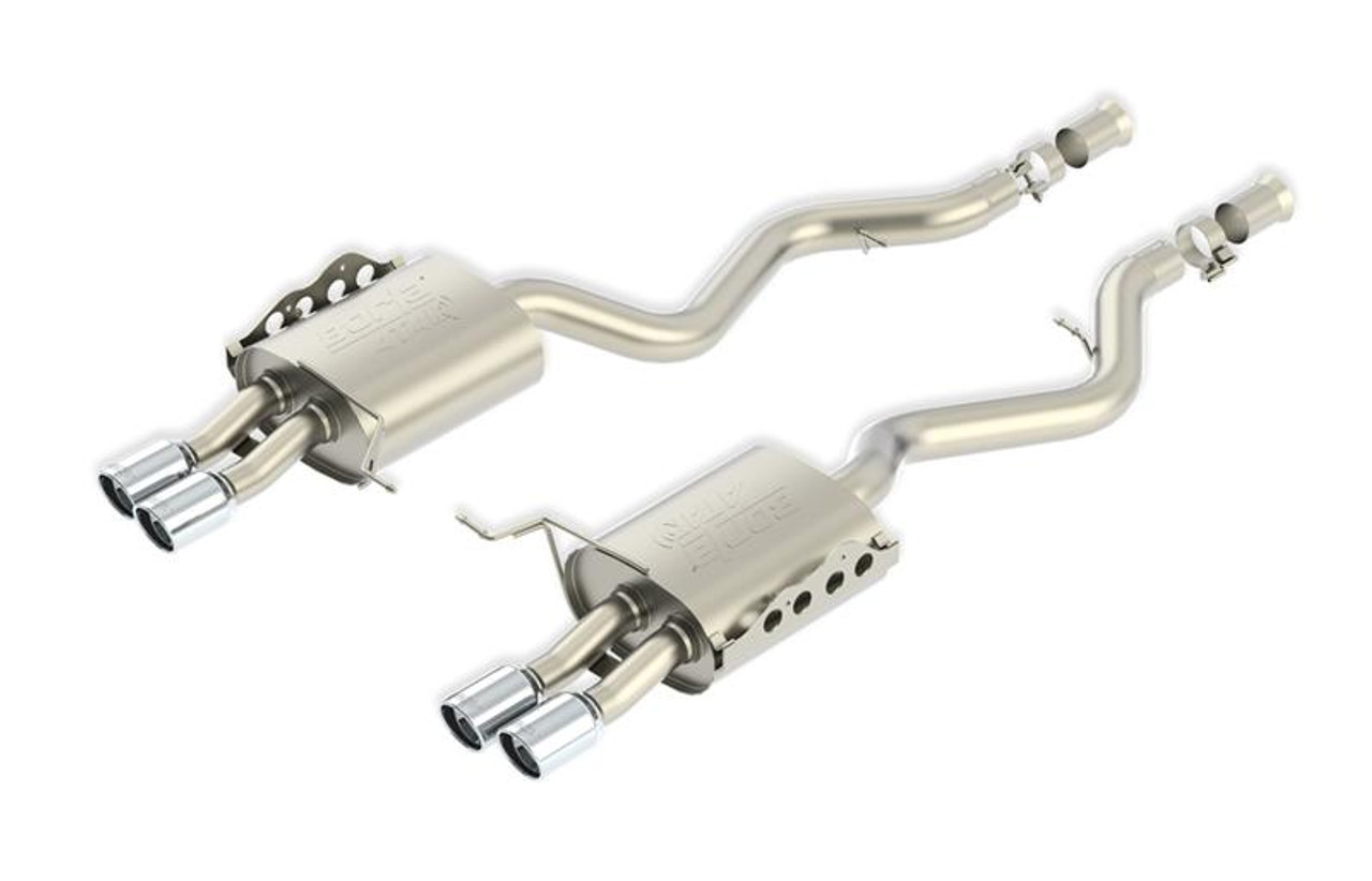 Borla ATAK Rear Section Exhaust - 2.75 in. - Incl. Connecting  Pipes/Mufflers/Hardware/4.5 in. Single Round Rolled Angle-Cut Lined Tip -  Single Split