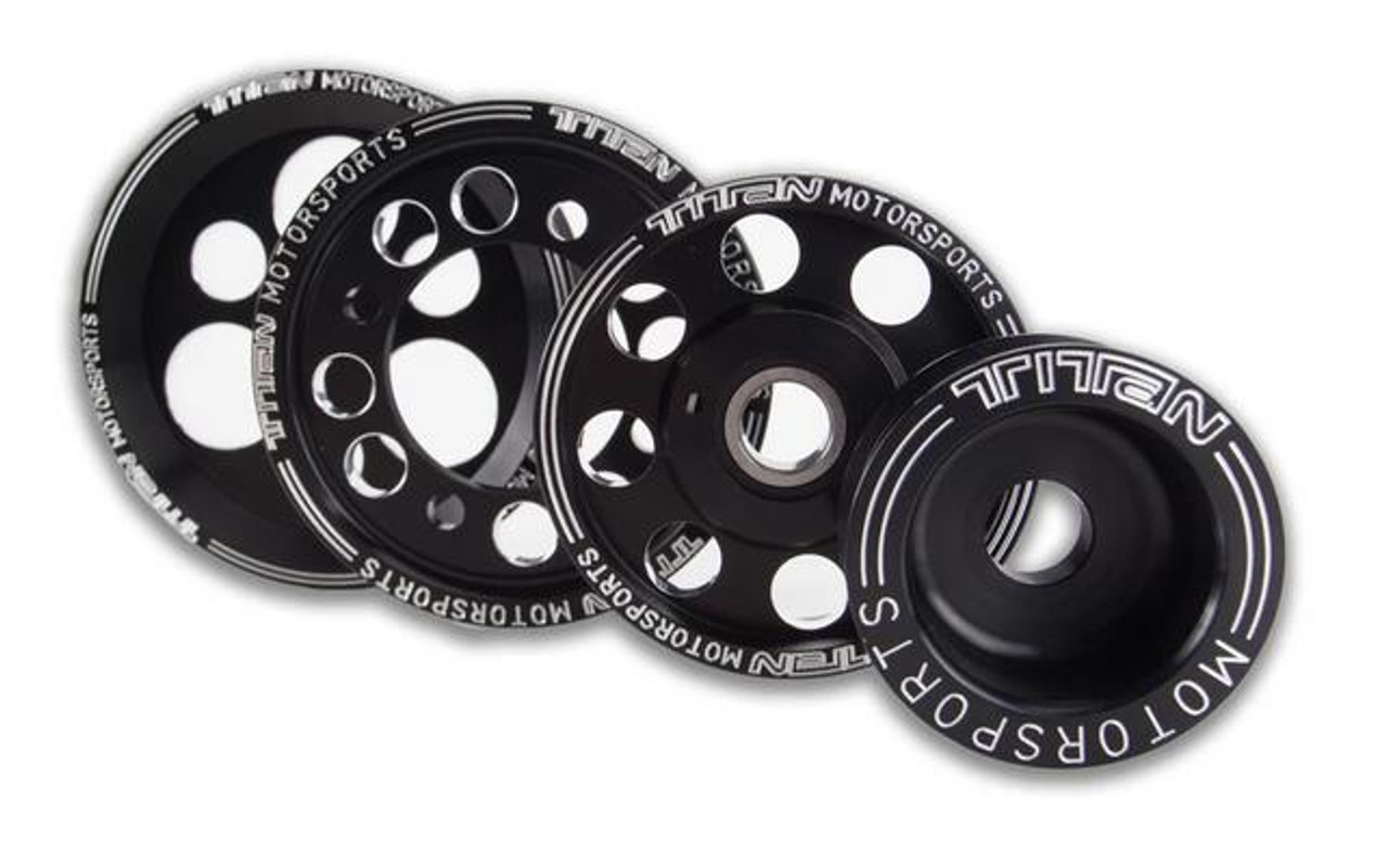 Titan Motorsports 4 Piece Black Edition Billet Aluminum Pulley Set with  Idler