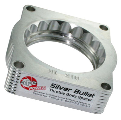 aFe Silver Bullet Throttle Body Spacer - Billet Aluminum - Serrated/Helix Combination - +16 HP/+17 Lbs. x Ft. Torque 46-33017 aFe Silver Bullet Throttle Body Spacer - Billet Aluminum - Serrated/Helix Combination - +16 HP/+17 Lbs. x Ft. Torque 46-33017