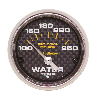 Auto Meter Marine Carbon Fiber Series - Water Temperature Gauge - Air Core Movement - Incl Bulb & Socket 3220 - Incl Light Covers Red 3214 & Green 3215 - Incl Mounting Hardware 2225 200762-40 Auto Meter Marine Carbon Fiber Series - Water Temperature Gauge - Air Core Movement - Incl Bulb & Socket 3220 - Incl Light Covers Red 3214 & Green 3215 - Incl Mounting Hardware 2225 200762-40