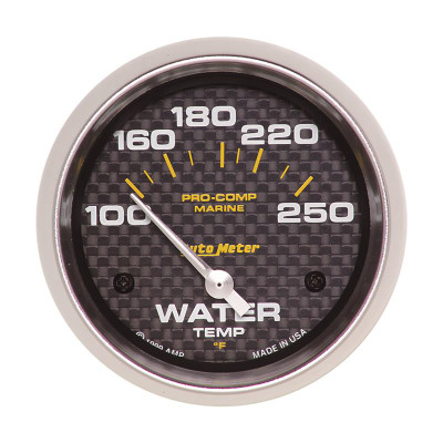 Auto Meter Marine Carbon Fiber Series - Water Temperature Gauge - Air Core Movement - Incl Bulb & Socket 3220 - Incl Light Covers Red 3214 & Green 3215 - Incl Mounting Hardware 2226 200763-40 Auto Meter Marine Carbon Fiber Series - Water Temperature Gauge - Air Core Movement - Incl Bulb & Socket 3220 - Incl Light Covers Red 3214 & Green 3215 - Incl Mounting Hardware 2226 200763-40