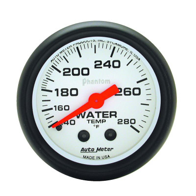 Auto Meter Phantom Series - Water Temperature Gauge - Mechanical Movement - Incl 1/2in NPT Adapter/Fitting - Incl 6ft Capillary Tube - Incl Bulb & Socket 3220 - Incl Light Covers Red 3214 & Green 3215 - Incl Mounting Hardware 2230 5731 Auto Meter Phantom Series - Water Temperature Gauge - Mechanical Movement - Incl 1/2in NPT Adapter/Fitting - Incl 6ft Capillary Tube - Incl Bulb & Socket 3220 - Incl Light Covers Red 3214 & Green 3215 - Incl Mounting Hardware 2230 5731