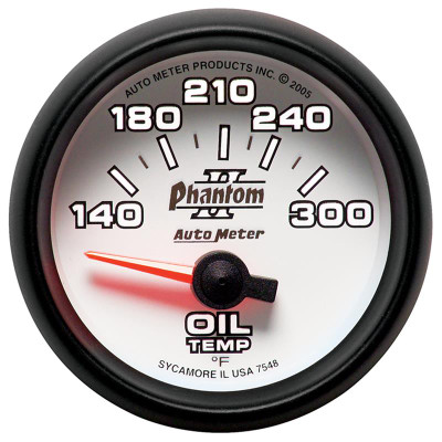 Auto Meter Phantom II Series - Oil Temperature Gauge - Electric, Air-Core Movement - Incl Water Sender Unit 2258 - Incl 3/8in NPT & 1/2in NPT Adapter Fittings - Incl Mounting Hardware 2230 7548 Auto Meter Phantom II Series - Oil Temperature Gauge - Electric, Air-Core Movement - Incl Water Sender Unit 2258 - Incl 3/8in NPT & 1/2in NPT Adapter Fittings - Incl Mounting Hardware 2230 7548