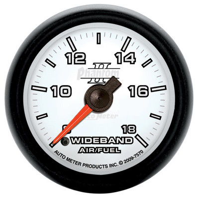 Auto Meter Phantom II Series - Wideband Air/Fuel Ratio (AFR) Gauge - Electric, Digital Stepper Motor Movement - Incl Sensor Unit 2243 - Incl M18X1.5 Fitting & Plug - Incl Wire Harness 5298 - Incl Mounting Hardware 2230 7570 Auto Meter Phantom II Series - Wideband Air/Fuel Ratio (AFR) Gauge - Electric, Digital Stepper Motor Movement - Incl Sensor Unit 2243 - Incl M18X1.5 Fitting & Plug - Incl Wire Harness 5298 - Incl Mounting Hardware 2230 7570