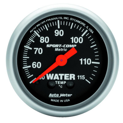 Auto Meter Sport-Comp Series - Water Temperature Gauge - Mechanical Movement - Incl 1/2in NPT Adapter/Fitting - Incl 6ft Capillary Tube - Incl Bulb & Socket 3220 - Incl Light Covers Red 3214 & Green 3215 - Incl Mounting Hardware 2230 3332-M Auto Meter Sport-Comp Series - Water Temperature Gauge - Mechanical Movement - Incl 1/2in NPT Adapter/Fitting - Incl 6ft Capillary Tube - Incl Bulb & Socket 3220 - Incl Light Covers Red 3214 & Green 3215 - Incl Mounting Hardware 2230 3332-M