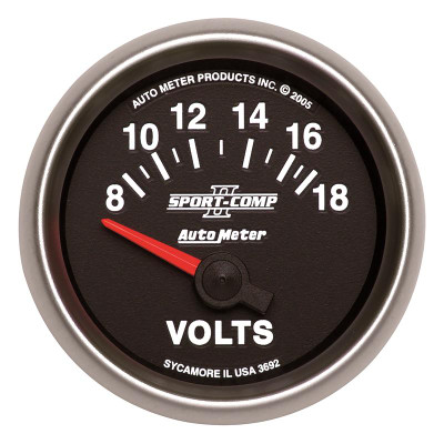 Auto Meter Sport-Comp II Series - Voltmeter Gauge - Electric, Air-Core Movement - Incl Mounting Hardware 2230 3692
