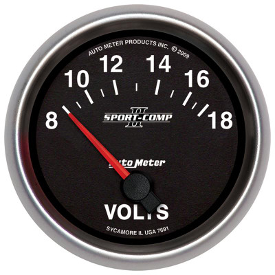 Auto Meter Sport-Comp II Series - Voltmeter Gauge - Electric, Air-Core Movement - Incl Mounting Hardware 3245 7691 Auto Meter Sport-Comp II Series - Voltmeter Gauge - Electric, Air-Core Movement - Incl Mounting Hardware 3245 7691