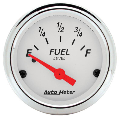 Auto Meter Arctic White Series - Fuel Level Gauge - Electric, Air-Core Movement - Incl Bulb & Socket 3220 - Incl Light Covers Red 3214 & Green 3215 - Incl Mounting Hardware 2230 1315