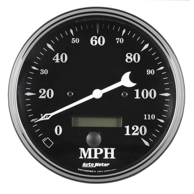 Auto Meter Old Tyme Black Series - Speedometer - Electric, Air-Core Movement - Incl Bulb & Socket 3220 - Incl Light Covers Red 3214 & Green 3215 - Incl Mounting Hardware Bracket Included 1789
