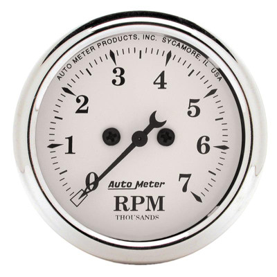 Auto Meter Old Tyme White Series - In-Dash Tachometer - Electric, Air-Core Movement - Incl Bulb & Socket 3220 - Incl Light Covers Red 3214 & Green 3215 - Incl Mounting Hardware 2230 1694 Auto Meter Old Tyme White Series - In-Dash Tachometer - Electric, Air-Core Movement - Incl Bulb & Socket 3220 - Incl Light Covers Red 3214 & Green 3215 - Incl Mounting Hardware 2230 1694