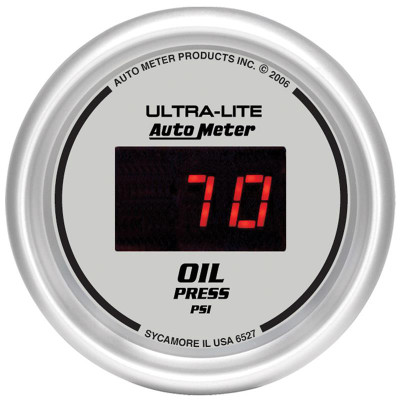 Auto Meter Ultra-Lite Digital Series - Oil Pressure Gauge - Digital Movement - Incl Oil Sender Unit 2242 - Incl 3/8in NPT & 1/2in NPT Adapter Fittings - Incl Mounting Hardware 2230 6527 Auto Meter Ultra-Lite Digital Series - Oil Pressure Gauge - Digital Movement - Incl Oil Sender Unit 2242 - Incl 3/8in NPT & 1/2in NPT Adapter Fittings - Incl Mounting Hardware 2230 6527