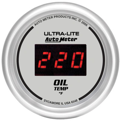Auto Meter Ultra-Lite Digital Series - Oil Temperature Gauge - Digital Movement - Incl Water Sender Unit 2258 - Incl 3/8in NPT & 1/2in NPT Adapter Fittings - Incl Wire Harness 5226 - Incl Mounting Hardware 2230 6548 Auto Meter Ultra-Lite Digital Series - Oil Temperature Gauge - Digital Movement - Incl Water Sender Unit 2258 - Incl 3/8in NPT & 1/2in NPT Adapter Fittings - Incl Wire Harness 5226 - Incl Mounting Hardware 2230 6548