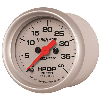 Auto Meter Ultra-Lite Series - HPOP Pressure Gauge - Electric, Digital Stepper Motor Movement - Incl Bulb & Socket 3220 - Incl Light Covers Red 3214 & Green 3215 - Incl Mounting Hardware 2230 4396