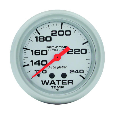Auto Meter Ultra-Lite Series - Water Temperature Gauge - Mechanical Movement - Incl 1/2in NPT Adapter/Fitting - Incl 6ft Capillary Tube - Incl Bulb & Socket 3220 - Incl Light Covers Red 3214 & Green 3215 - Incl Mounting Hardware 3245 4432 Auto Meter Ultra-Lite Series - Water Temperature Gauge - Mechanical Movement - Incl 1/2in NPT Adapter/Fitting - Incl 6ft Capillary Tube - Incl Bulb & Socket 3220 - Incl Light Covers Red 3214 & Green 3215 - Incl Mounting Hardware 3245 4432