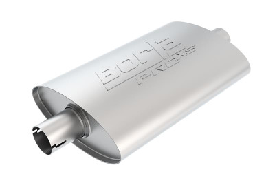Borla Pro XS Muffler - Center/Center - 2.5 in. Center Inlet - 2.5 in. Center Outlet - 19 in. x 4 in. x 9.5 in. Case Body - Oval - Notched - T-304 Stainless Steel 400496 Borla Pro XS Muffler - Center/Center - 2.5 in. Center Inlet - 2.5 in. Center Outlet - 19 in. x 4 in. x 9.5 in. Case Body - Oval - Notched - T-304 Stainless Steel 400496