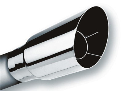 Borla Universal Exhaust Tip - 2.5 in. Inlet - 3.5 in. Round Outlet - 9 in. Length - Set Screw Included - Single Round Angle Cut Intercooled - Polished Stainless Steel 20120 Borla Universal Exhaust Tip - 2.5 in. Inlet - 3.5 in. Round Outlet - 9 in. Length - Set Screw Included - Single Round Angle Cut Intercooled - Polished Stainless Steel 20120