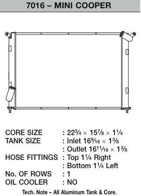 CSF Performance Radiator - 1 Row Design - For use w/ Small 16psi Radiator Cap 7016 CSF Performance Radiator - 1 Row Design - For use w/ Small 16psi Radiator Cap 7016