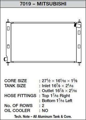 CSF Performance Radiator - 2 Row Design 7019 CSF Performance Radiator - 2 Row Design 7019