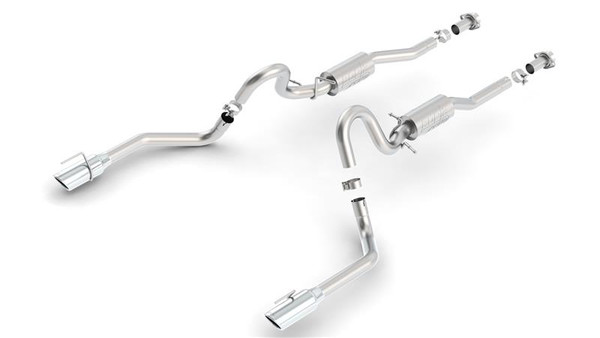 Borla Cat-Back ATAK Exhaust System - 2.5 in. In/Out - Incl.  Tubing/Mufflers/Hardware/4 in. x 12 in. Long Single Round Rolled Angel Cut  Tips - Split