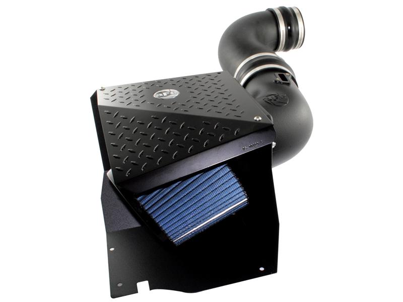 aFe Magnum FORCE Stage-2 Pro Dry S Air Intake System - Incl Air Filter w/Inverted Top/1-Piece Powdercoat HeatShield/Wrinkle Black Powdercoat Alum Intake Tube - +18HP/+22Lbs xFt. Torque 51-11972-1B