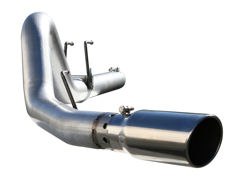 aFe LARGE Bore HD DPF-Back Exhaust System - 5in Tubing - Stainless Steel - Incl. Sectional Tubing/Hardware/Clamps/Hangers - No Tip 49-44041