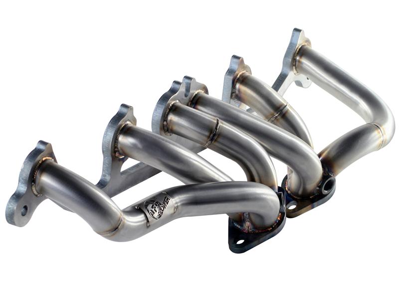 aFe Twisted Steel Headers - 1 5/8in 16 Gauge 409 Stainless Steel Tubing - 3/8in Thick Head Flange - Merged Collectors 48-44001