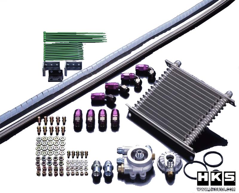 HKS Oil Cooler Kit, Combine w/ Stock, Mounted Inside Right Bumper, w/ Aluminum Air Guide 15004-AM013