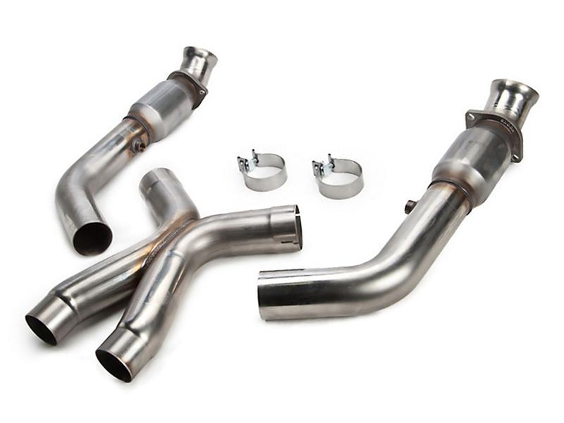 Kook's Custom Headers GREEN Catted Y-Pipe - 3in. x OEM Outlet - Incl. Ultra High Performance Cats - OEM Outlet For Use w/StockExhaust - Must Be Used w/Kooks Headers - Stainless Steel - Supsds To PN[286330] 28603300