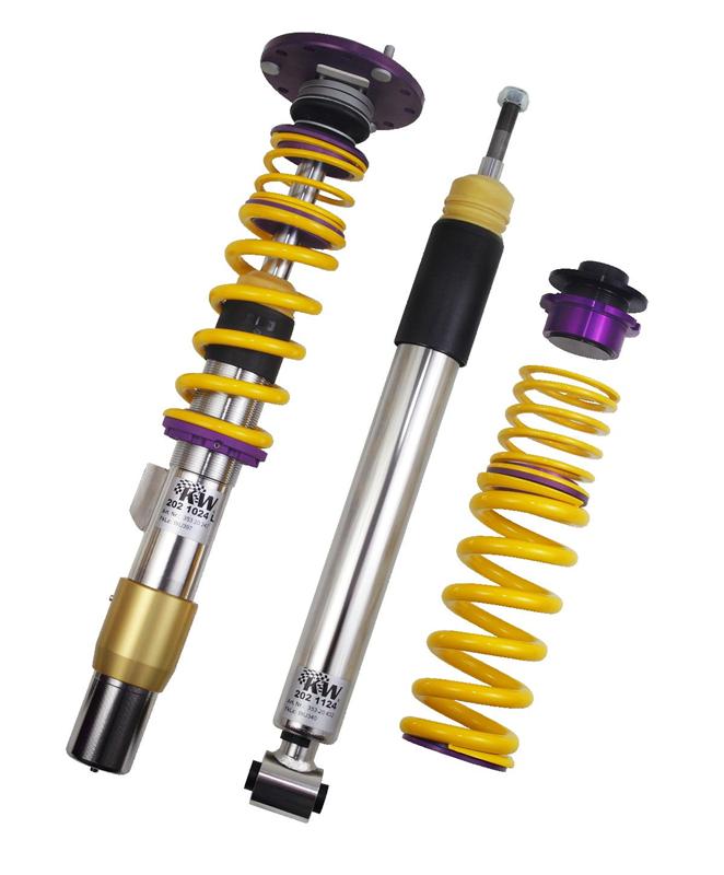 KW Suspension ClubSport Coilovers - 2-Way Adjustable Shocks - w/ Adjustable Top Mounts - Front Height Adjustable by Threaded Strut Bodies - Rear Height Adjustable by Springs Perch - Only Front Top Mount Included 35220825