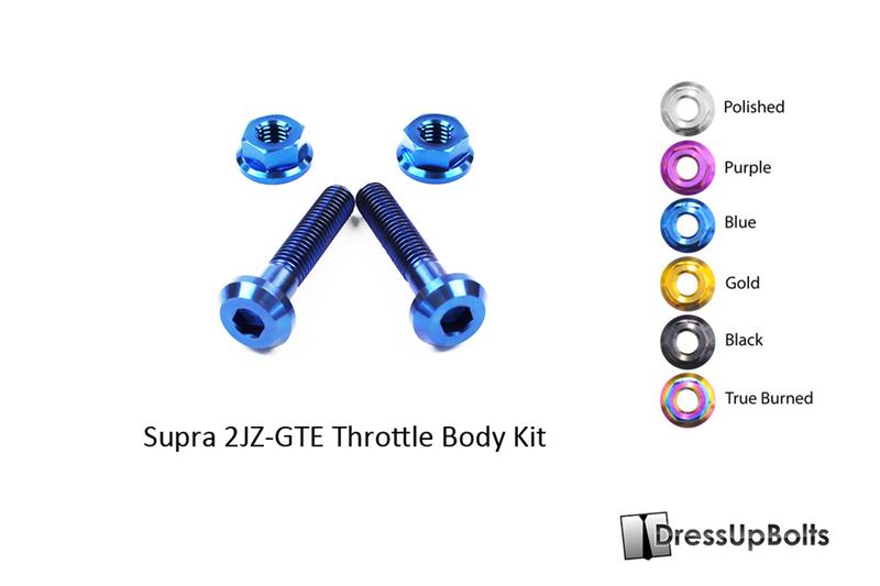 Dress Up Bolts Throttle Body Titanium Bolt Kit for 2JZ-GTE - Blue