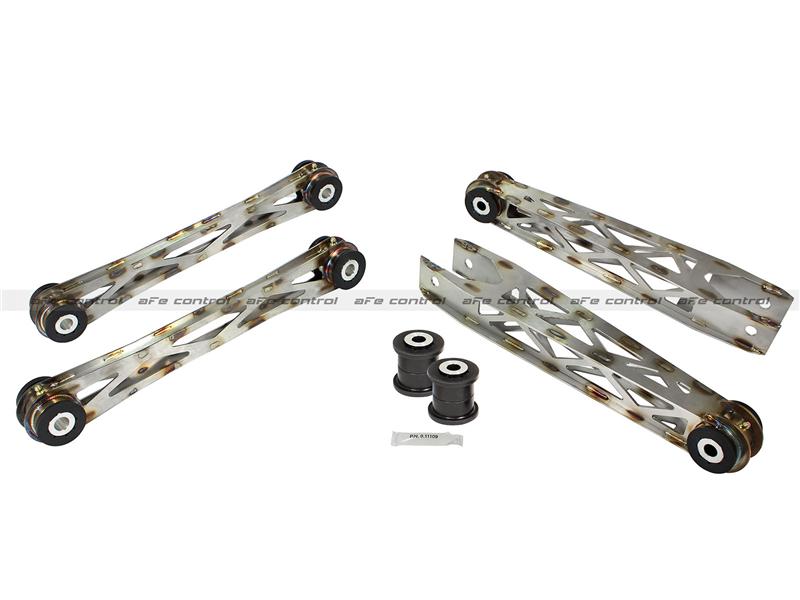 aFe Control PFADT Series Trailing Arm And Tie Rod Package - Rear - Incl. 14 Gauge Stainless Steel Trailing Arms/Aluminum Sleeves/Zerk Fittings/Polyurethane Bushings 460-402001-A