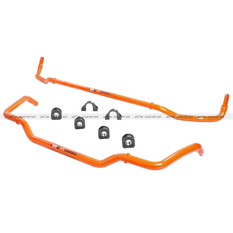 aFe Control Sway Bar Set - Incl. 32mm 3-Way Adjustable Front and Rear Sway Bars/Bushings/Brackets - Tangerine Orange Powdercoat Finish 440-301001-N