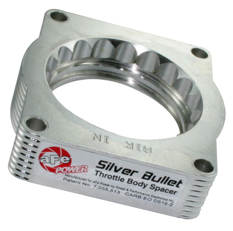 aFe Silver Bullet Throttle Body Spacer - Billet Alum. - Serrated/Helix Combination - For Use w/ Momentum GT Intakes - For Use w/2010-16 Nissan Patrol V8-5.6L 46-36003