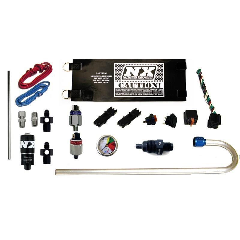 Nitrous Express Gen-X Accessory Pack - For Carburated Applications - Incl #15940 Bottle Heater, #15508 Bottle Gauge, #11720 Fuel pressure Safety Switch, #11709 NHRA Blow Down Tube Fitting, #11708 Blow Down Tube, #15600 Nitrous Purge Kit GENX2-6CARB