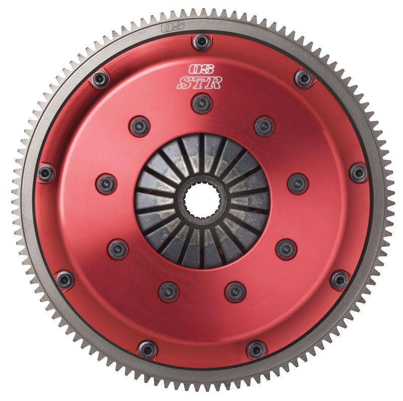 OS Giken STR Series Clutch - Aluminum Cover Twin Plate w/Soft Diaphragm - Flywheel Bolts - Move Alt Kit Included - Use Mitsubishi OEM Part Number [MD725220] or Mazda FC3S Mainshaft as Alignment Tool MT071-BJ5