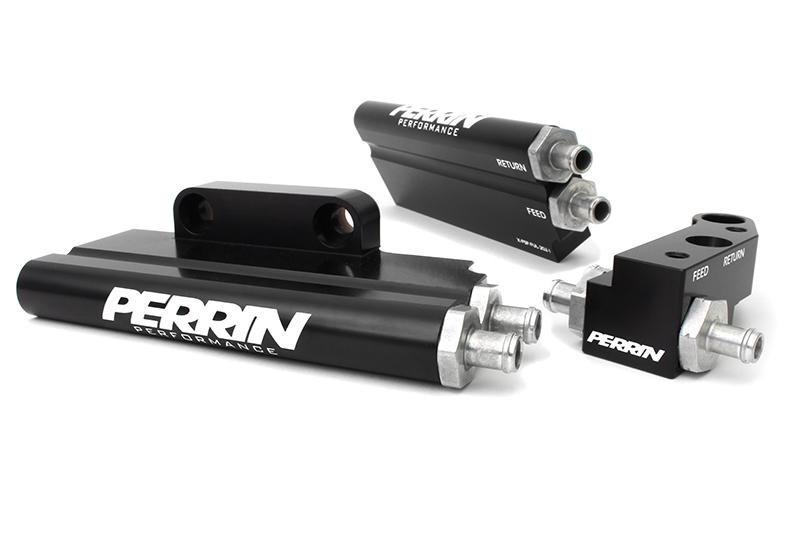 Perrin Performance Junction Block - For Side Feed Fuel Rail - w/ Pass Through -6 Fittings PSP-FUL-222BK