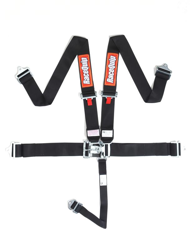 RaceQuip 5 Point Latch & Link Style Harness - 3in Individual Shoulder & Lap Belts - 2in Anti-Submarine Belt - Wrap Around or Bolt-In Mounting - Includes Drop-Forged Steel Ends - SFI 16.1 Certified 711001