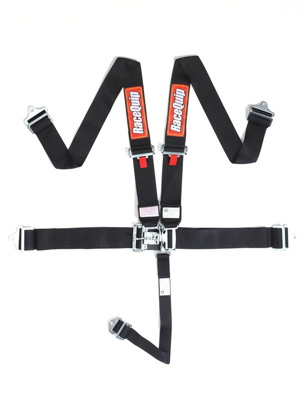 RaceQuip 5 Point Latch & Link Style Harness - 3in Individual Shoulder & Lap Belts - 2in Anti-Submarine Belt - Wrap Around or Bolt-In Mounting - Includes Drop-Forged Steel Ends - SFI 16.1 Certified 711021