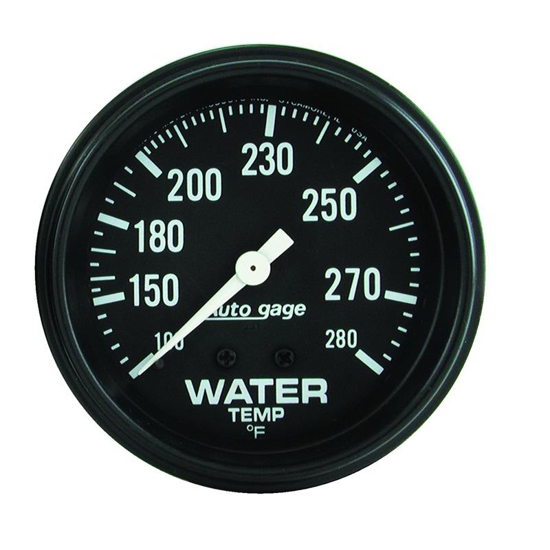 Auto Meter Auto Gage Series - Water Temperature Gauge - Mechanical Movement - Incl 1/2in NPT Adapter/Fitting - Incl 6ft Capillary Tube - Incl Bulb & Socket 2359 - Incl Mounting Bracket 2313