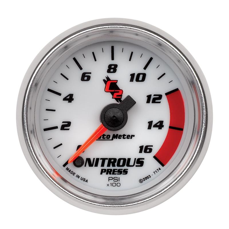Auto Meter C2 Series - Nitrous Pressure Gauge - Electric, Digital Stepper Motor Movement - Incl Sensor Unit 2240 - Incl Wire Harness 5227 - Incl Mounting Hardware 2230 7174
