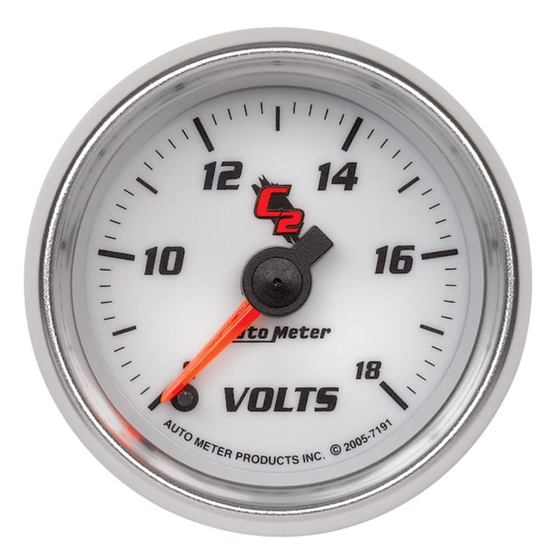 Auto Meter C2 Series - Voltmeter Gauge - Electric, Digital Stepper Motor Movement - Incl Wire Harness 5234 - Incl Mounting Hardware 2230 7191