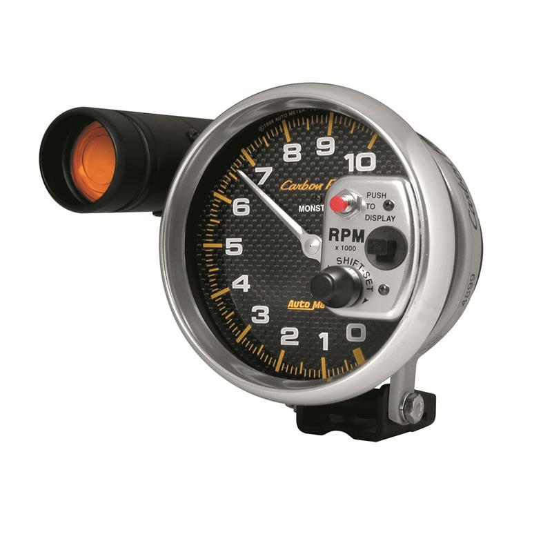 Auto Meter Carbon Fiber Series - Pedestal Tachometer - Electric, Air-Core Movement - Incl Bulb & Socket 3219 - Incl Mounting Bracket 4899