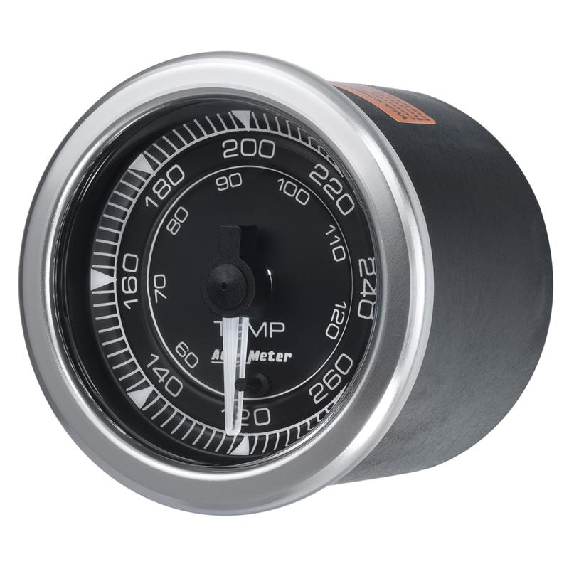 Auto Meter Chrono Series - Water Temp - Electric, Digital Stepper Motor - Incl 3/8" NPT and 1/2" NPT Adapter Fittings - Incl Wire Harness 5226 - Incl Mounting Hardware 2230 8154