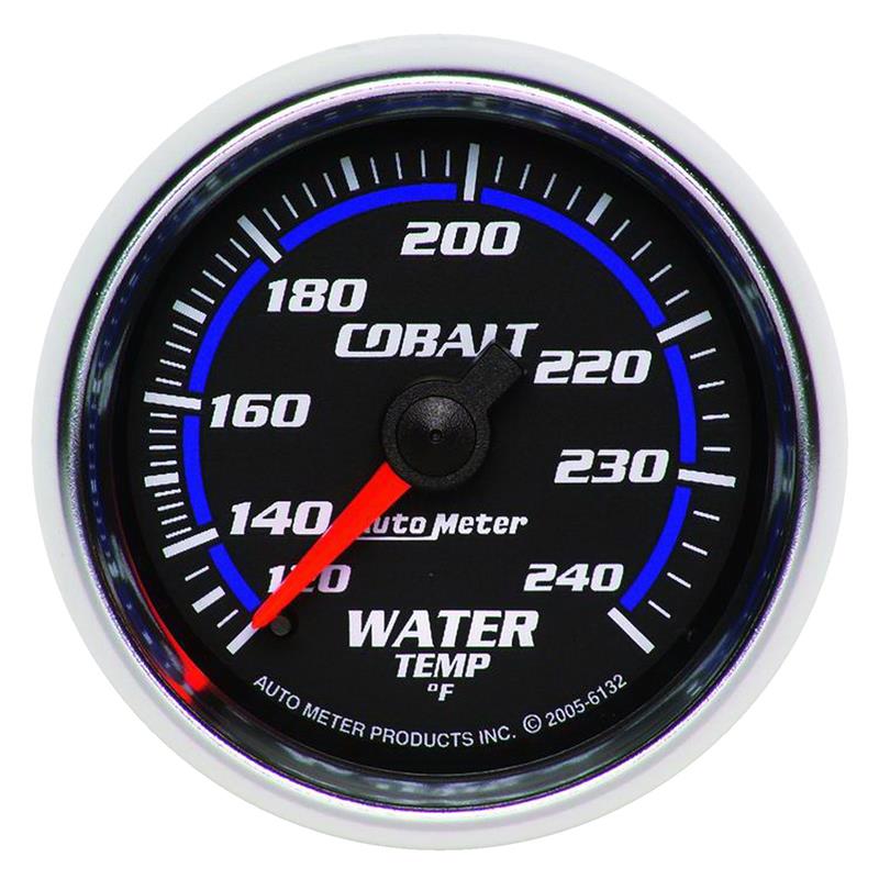 Auto Meter Cobalt Series - Water Temperature Gauge - Mechanical Movement - Incl 1/2in NPT Adapter/Fitting - Incl 6ft Capillary Tube - Incl Mounting Hardware 2230 6132