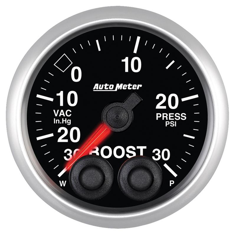 Auto Meter Elite Series - Boost/Vacuum Gauge - Electric, Digital Stepper Motor Movement - Incl Sensor Unit 2249 - Incl T-Fitting - Incl 10ft Nylon Tubing - Incl Mounting Hardware 2230 5677