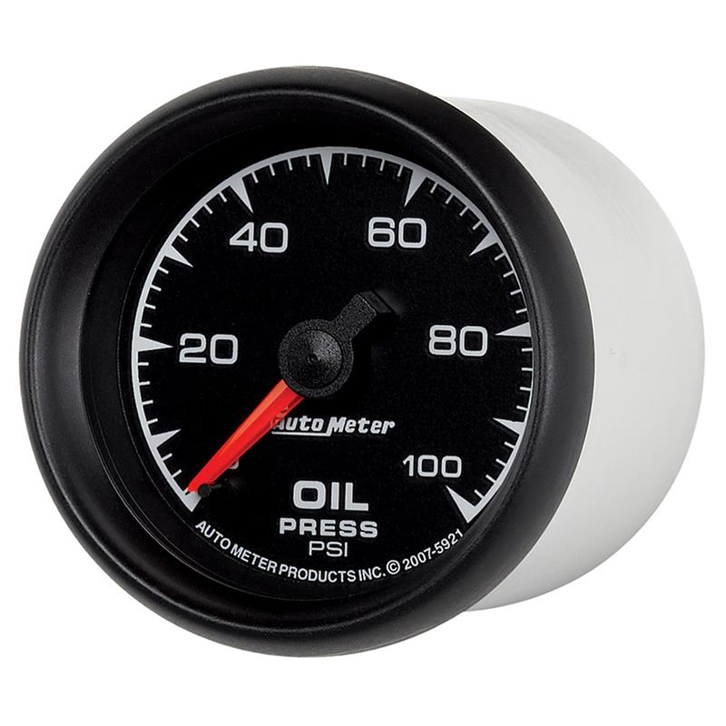 ES Series - Oil Pressure Gauge - Mechanical Movement - Incl 1/8in NPT Male to 1/8in Compression Fitting, 1/8in NPT Female to 1/8in Compression Fitting, 1/8in NPT to 1/4in NPT Bushing - Incl 10ft Nylon Tubing - Incl Mounting Hardware 2230 5921