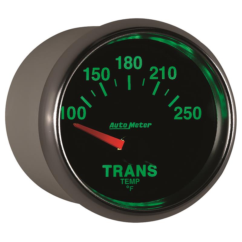 Auto Meter GS Series - Transmission Temperature Gauge - Electric, Air-Core Movement - Incl Water Sender Unit 2258 - Incl 3/8in NPT & 1/2in NPT Adapter Fittings - Incl Mounting Hardware 2230 3849