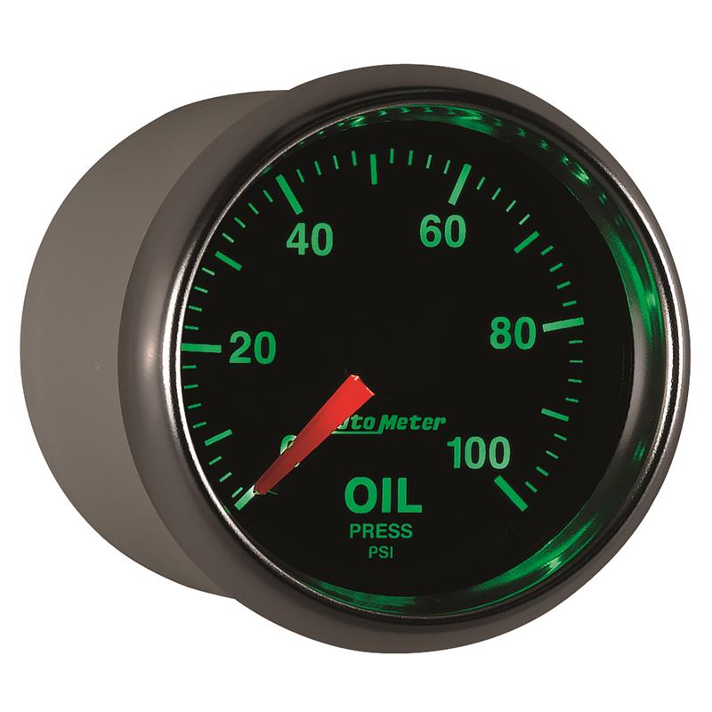 GS Series - Oil Pressure Gauge - Mechanical Movement - Incl 1/8in NPT Male to 1/8in Compression Fitting, 1/8in NPT Female to 1/8in Compression Fitting, 1/8in NPT to 1/4in NPT Bushing - Incl 10ft Nylon Tubing - Incl Mounting Hardware 2230 3821